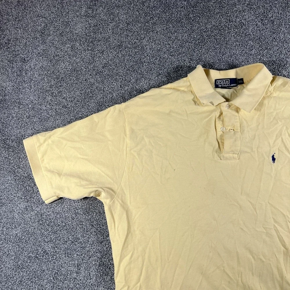Polo Ralph Lauren Mesh Polo Shirt Yellow Pony Short Sleeve Men's XXL